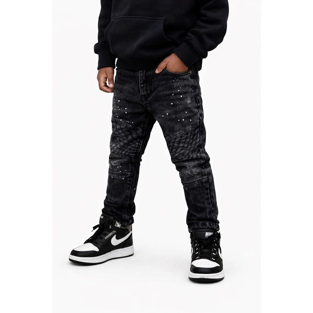 Quad Seven Boys Moto Jeans Size 6 Distressed Biker Faded Black Streetwear Denim